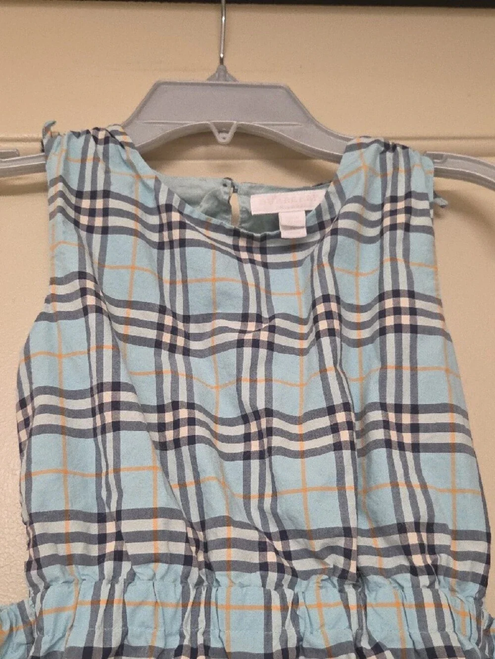 Authemtic BURBERRY Girls Light Blue Plaid Sleeveless Dress